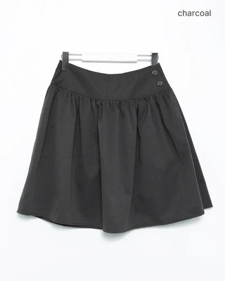 Waist button shirring button midi skirt