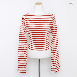 Striped off-shoulder T-shirt
