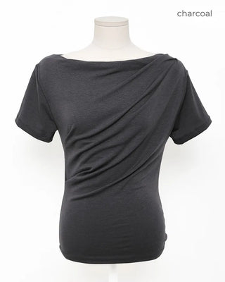 Shirred Off-Shoulder T-Shirt