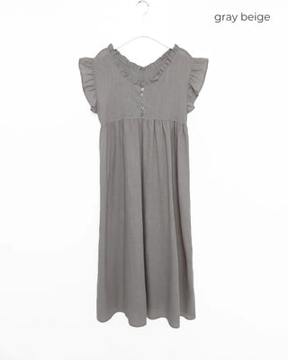 Frilled V-neck long dress