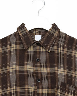 Brown oversized check pattern shirt