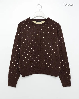 Two-tone polka dot cardigan