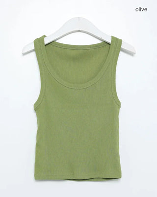 U-neck slim-fit ribbed tank top