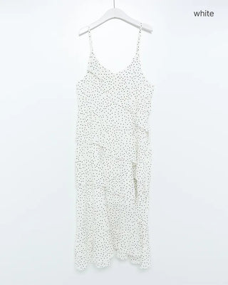 Wrinkle Dot Frill Long Dress