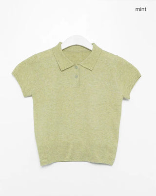 Button Collar Knit Polo Top