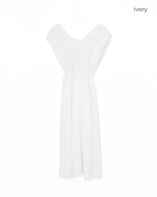 V-neck shirred long dress