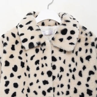 Leopard fur collar coat