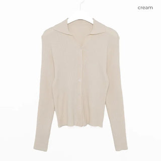 V-neck ribbed cardigan