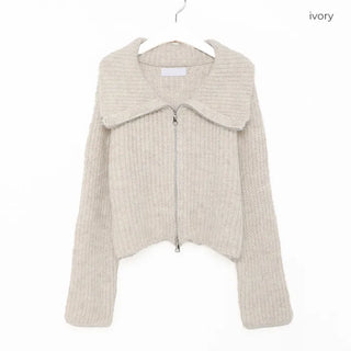 Double-zip ribbed cardigan