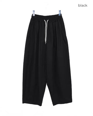 Two-pleat wide cotton pants