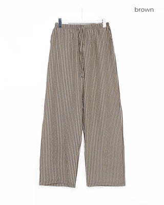 Color striped elastic waist pants