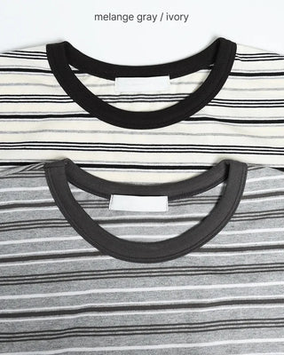 Multi-stripe half-sleeve T-shirt