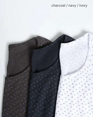 2-way neck floral rib long T-shirt