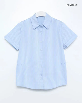 Striped side snap half shirt