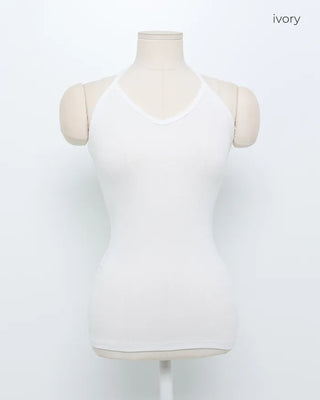 Halter neck ribbed camisole