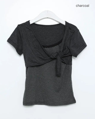 Bolero cardigan & layered T-shirt set
