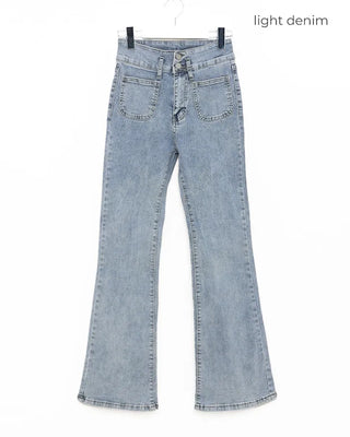 Pocket Flare Fit Denim Pants