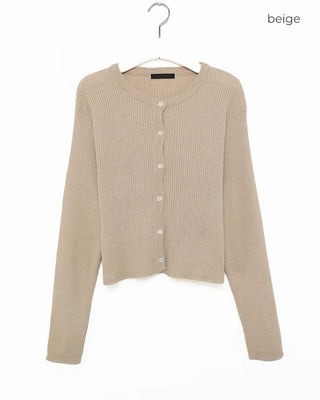 Ribbed round neck cardigan