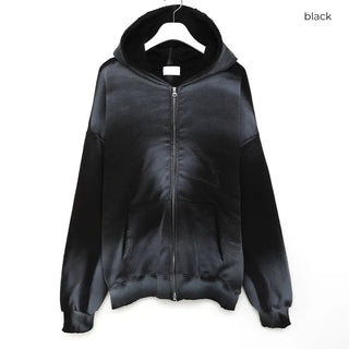 (Unisex) Vintage Wash Hooded Zip-Up