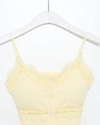Lace button sleeveless top