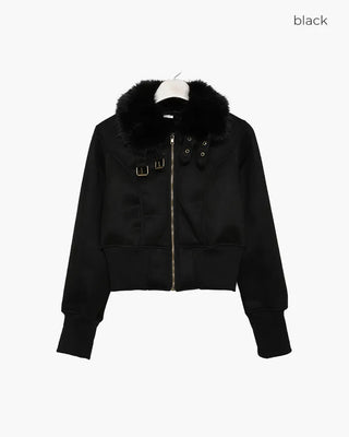 Layered Fur Mouton Jacket