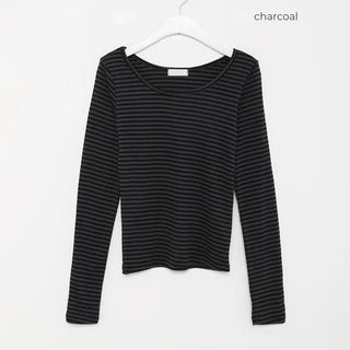 Jewel neck striped T-shirt