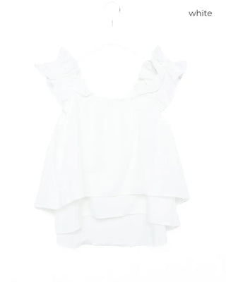 Shirred strap square neck blouse