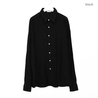 Linen-like shirred long-sleeved shirt