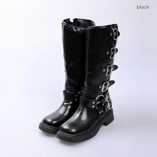 Buckle belt boots