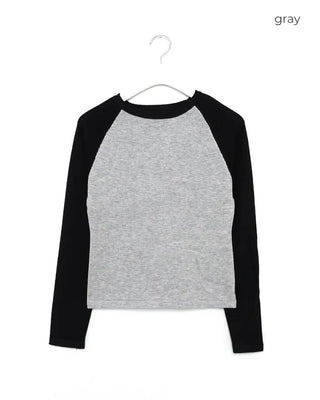 Raglan sleeve color-point knit