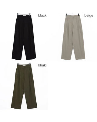 Two-pleat cotton wide-leg pants