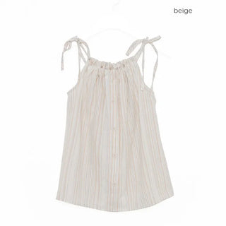 Multi-stripe button halter neck camisole