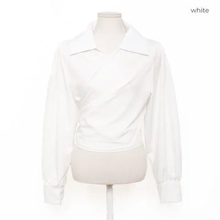 Big collar wrap blouse