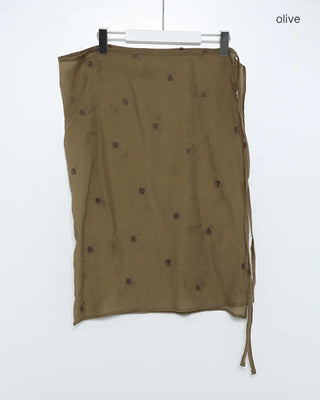 Flower Wrinkle Wrap Skirt