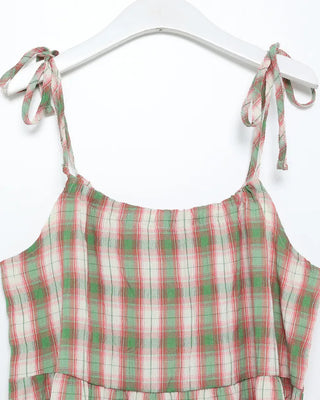 Checked camisole strap mini dress