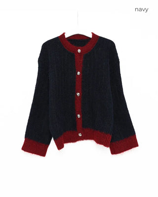 Two-tone gold button cardigan