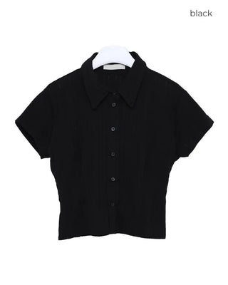 Cropped Line Half Sleeve Shirt