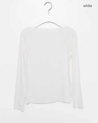 Boat neck long-sleeve top