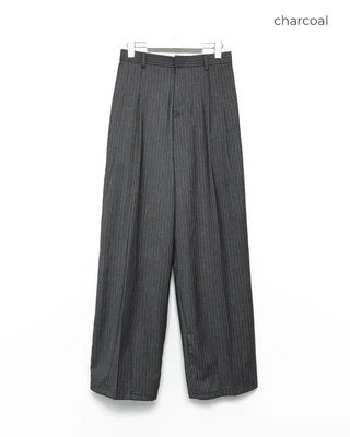 Two-pleat striped slacks
