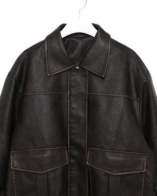 Cargo faux leather jacket