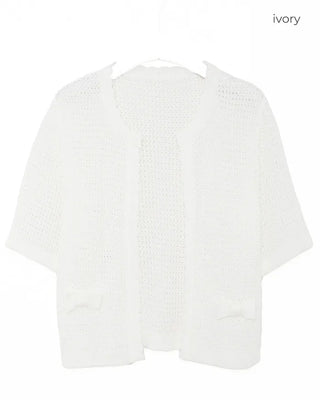 Ribbon Half-Sleeve Cardigan
