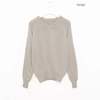V-neck raglan sleeve knit
