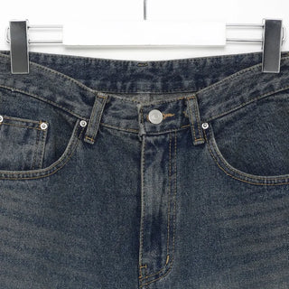 Balloon silhouette denim pants