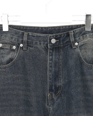 (Unisex) Slash Seam Point Balloon Denim Pants