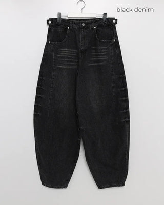(Unisex) Washed Balloon Denim Pants