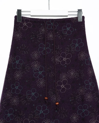 Flower Stitch Fleece Maxi Skirt