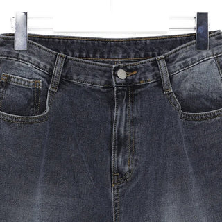 Washed straight black denim pants