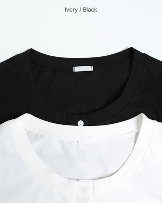 Henley Neck Layered T-Shirt