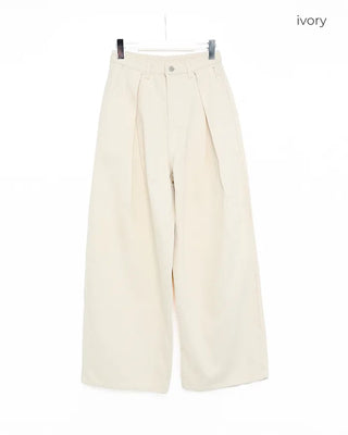 Cotton pintuck wide-leg pants