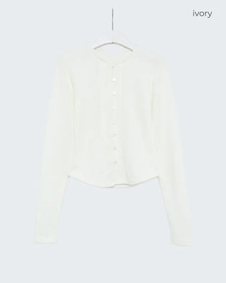Round neck button cardigan